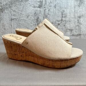 Circus by‎ Sam Edelman Sz 9.5 Beige Rosie Cork Wedge Heeled Sandals Women’s